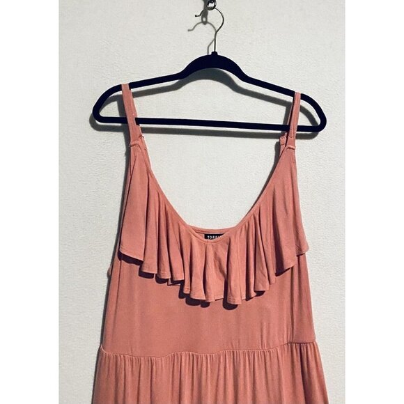Torrid Dress Womens 1X Ruffle Tank Skater Sleeveless Stretch Knit Pink Flowy - Picture 2 of 8